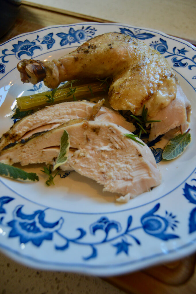 This roast whole chicken recipe cooks the dark and white meat to perfection.