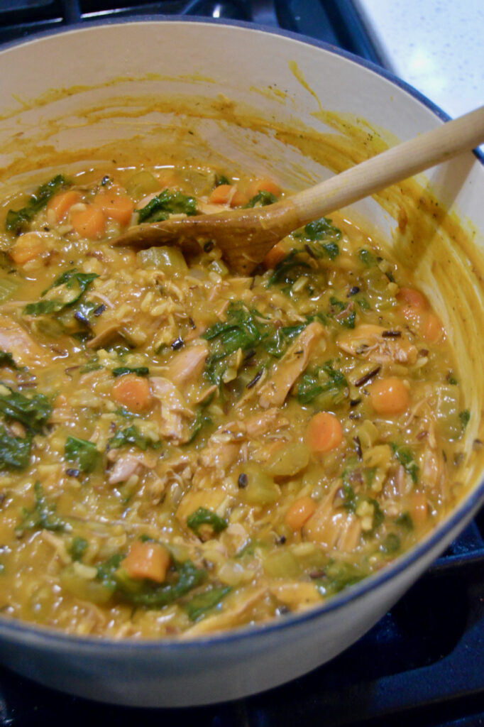 Honeynut squash is pureed to create this creamy chicken and wild rice soup.