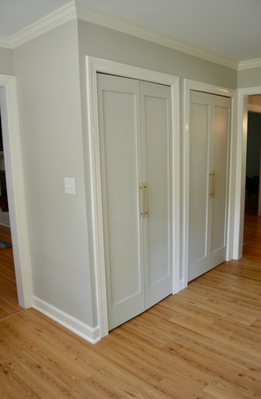 Identical kitchen closets for both laundry and pantry